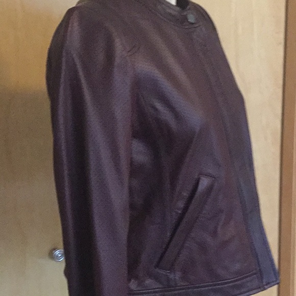 Rebecca Taylor Bordeaux Perforated Leather Coat - Picture 6 of 11